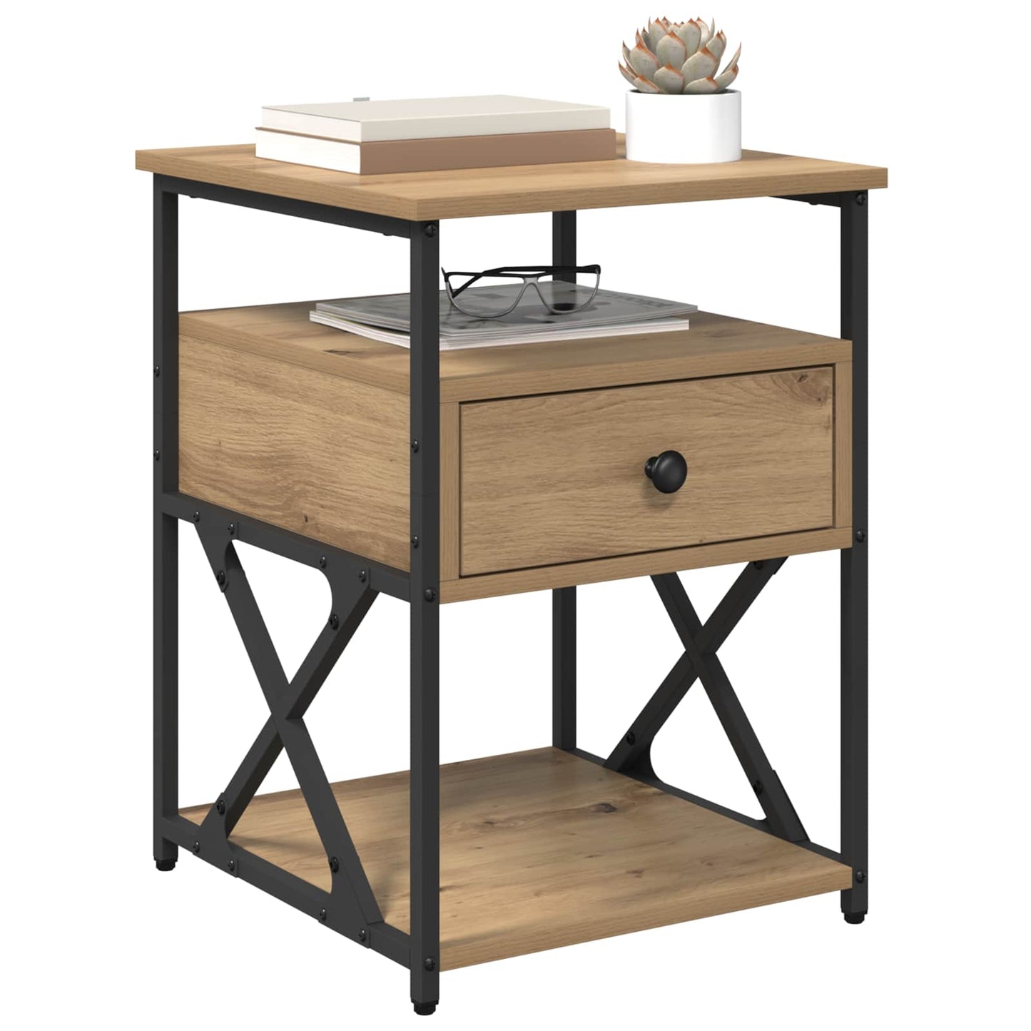 Bedside Cabinet with Drawer 2 pcs Artisan Oak 40 x 42 x 55 cm