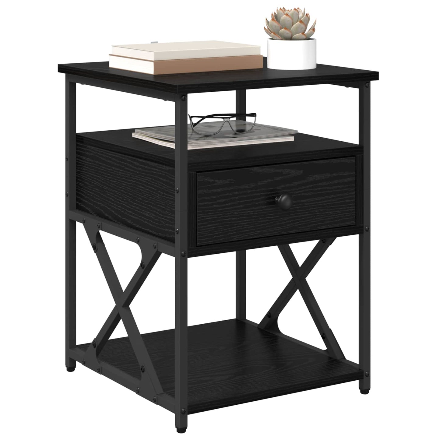 Bedside Cabinet 2 pcs Black Oak 40 x 42 x 55 cm Engineered Wood
