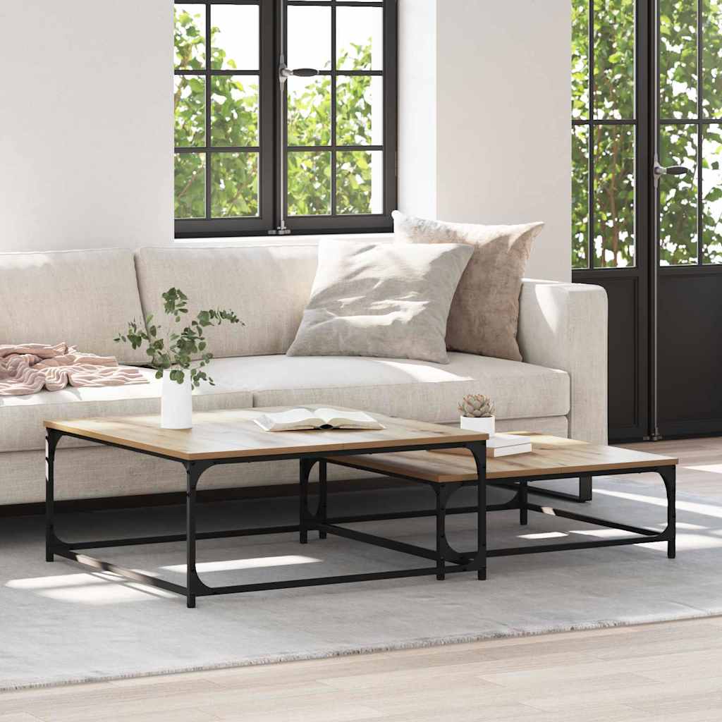 Coffee Table 2 pcs Artisan Oak 80 x 80 x 35 cm Engineered Wood
