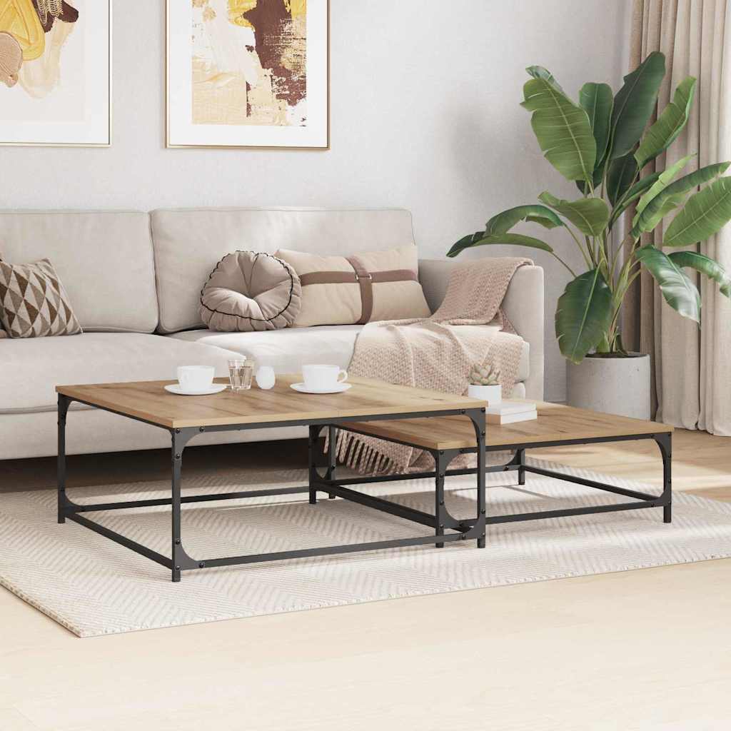 Coffee Table 2 pcs Artisan Oak 80 x 80 x 35 cm Engineered Wood