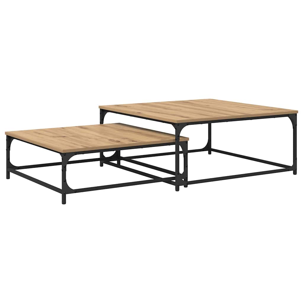 Coffee Table 2 pcs Artisan Oak 80 x 80 x 35 cm Engineered Wood