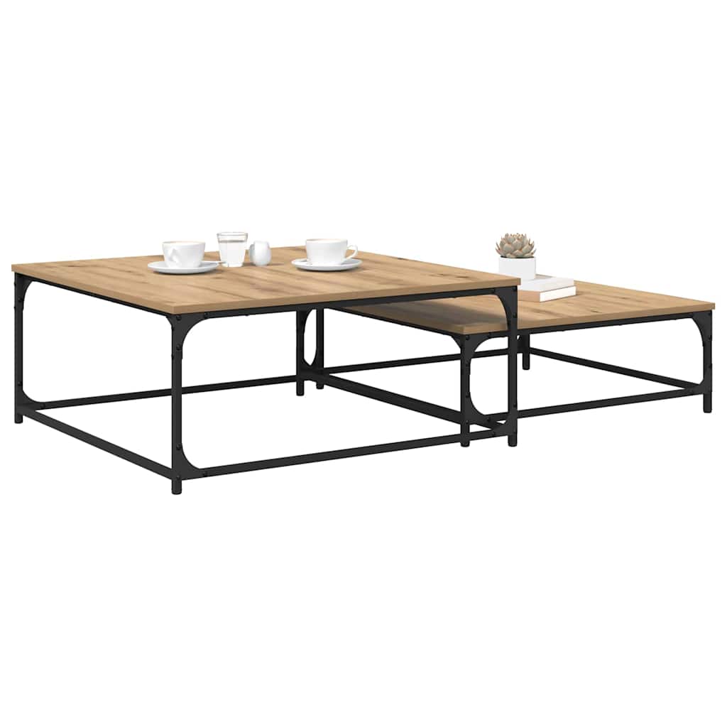 Coffee Table 2 pcs Artisan Oak 80 x 80 x 35 cm Engineered Wood