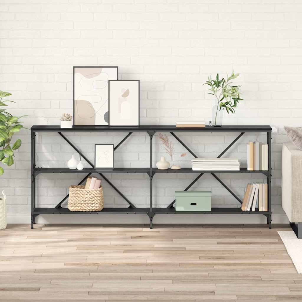 Console Table Black Oak 180 x 30 x 75 cm Engineered Wood