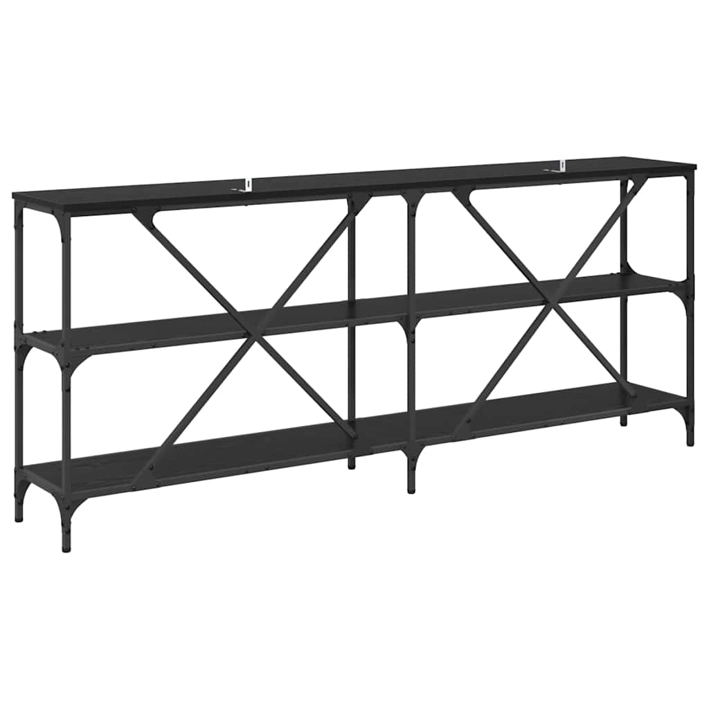 Console Table Black Oak 180 x 30 x 75 cm Engineered Wood