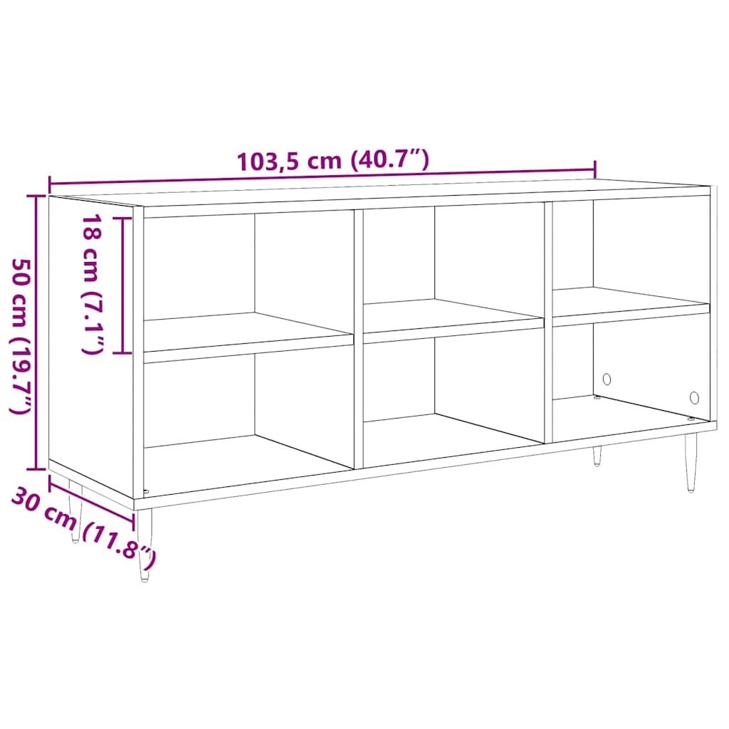TV Cabinet Black Oak 103.5 x 30 x 50 cm Engineered Wood