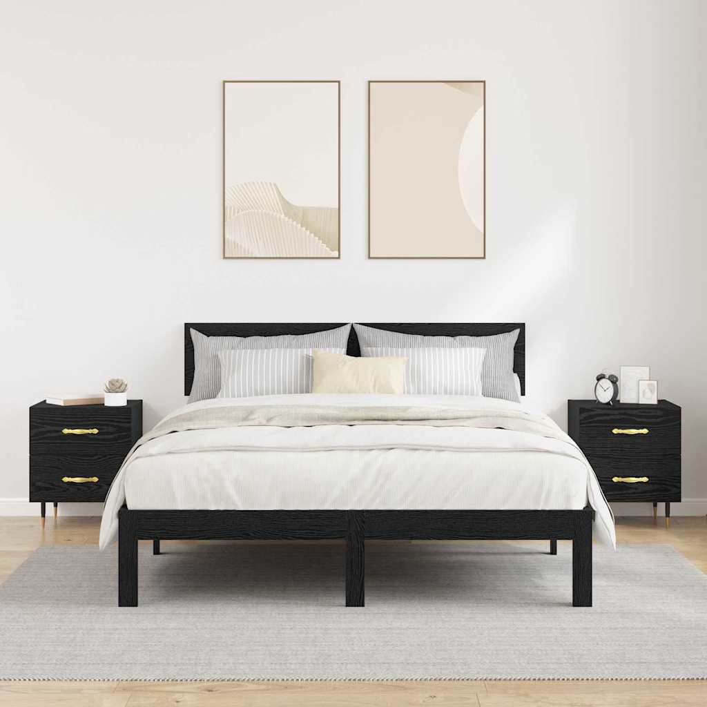 Bedside Cabinet with Drawer 2 pcs Black Oak 40 x 35 x 47.5 cm