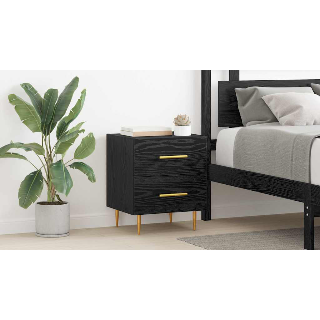 Bedside Cabinet Black Oak 40 x 35 x 47.5 cm Engineered Wood
