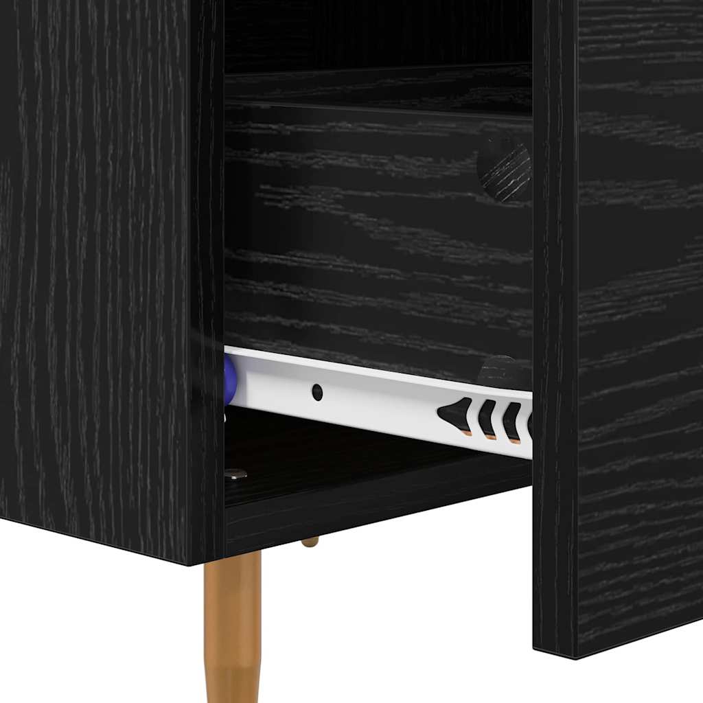 Bedside Cabinet with Drawer 2 pcs Black Oak 40 x 35 x 47.5 cm