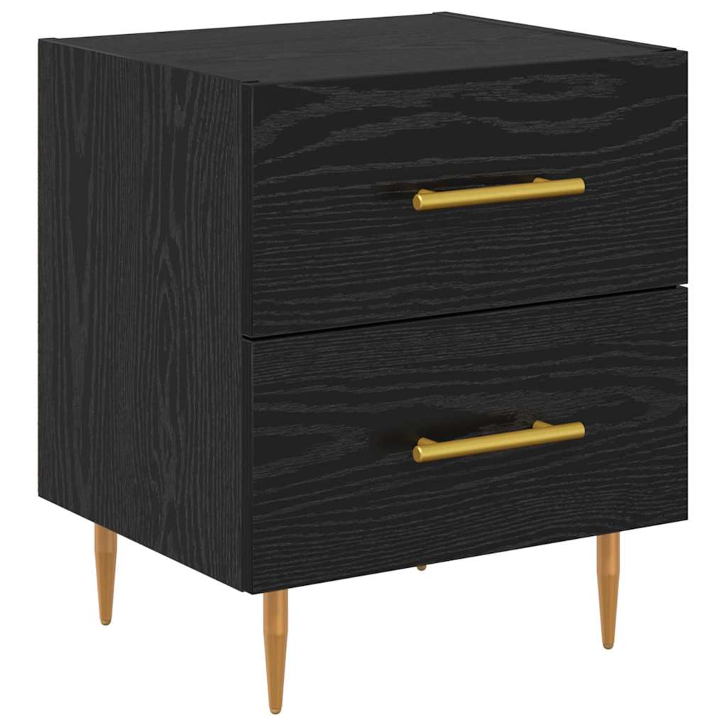 Bedside Cabinet with Drawer 2 pcs Black Oak 40 x 35 x 47.5 cm