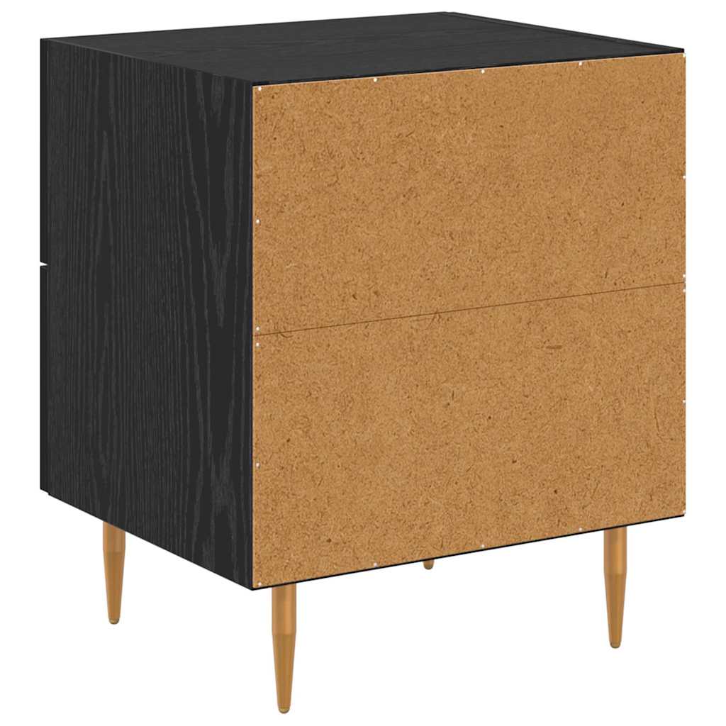 Bedside Cabinet with Drawer 2 pcs Black Oak 40 x 35 x 47.5 cm