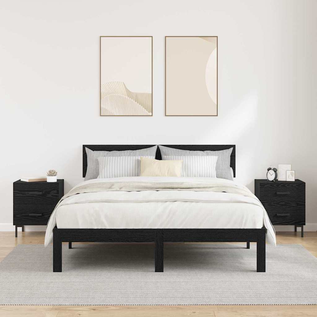 Bedside Cabinet with Drawer 2 pcs Black Oak 40 x 35 x 47.5 cm