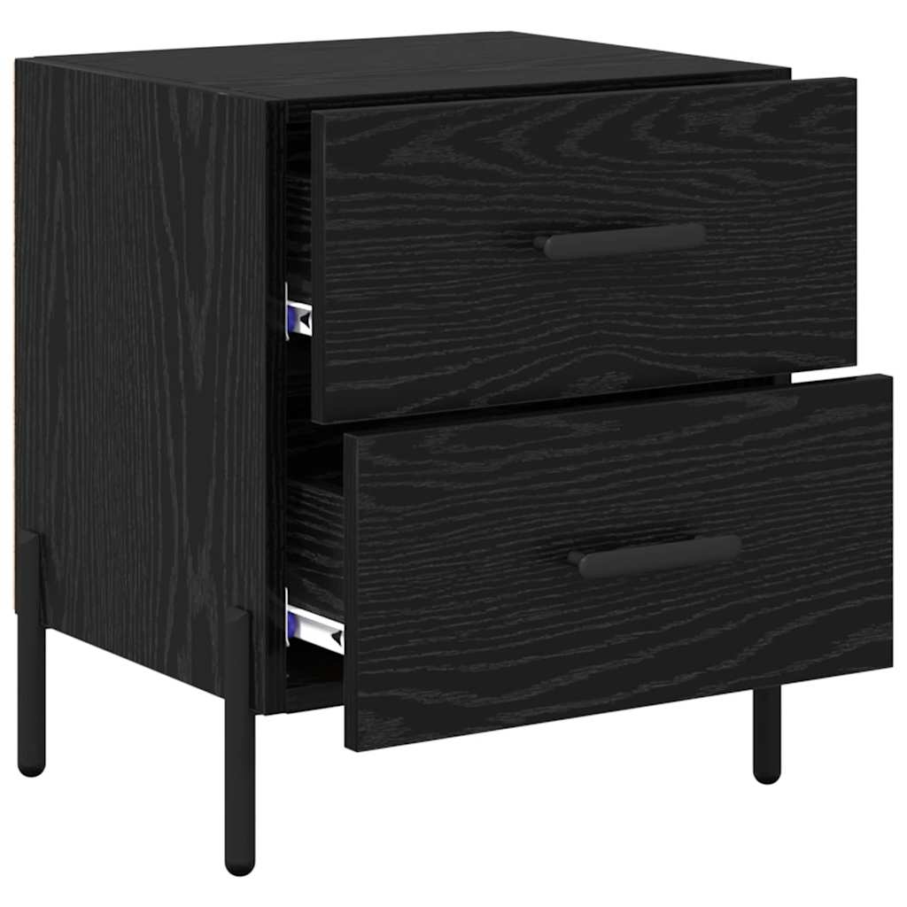 Bedside Cabinet with Drawer 2 pcs Black Oak 40 x 35 x 47.5 cm