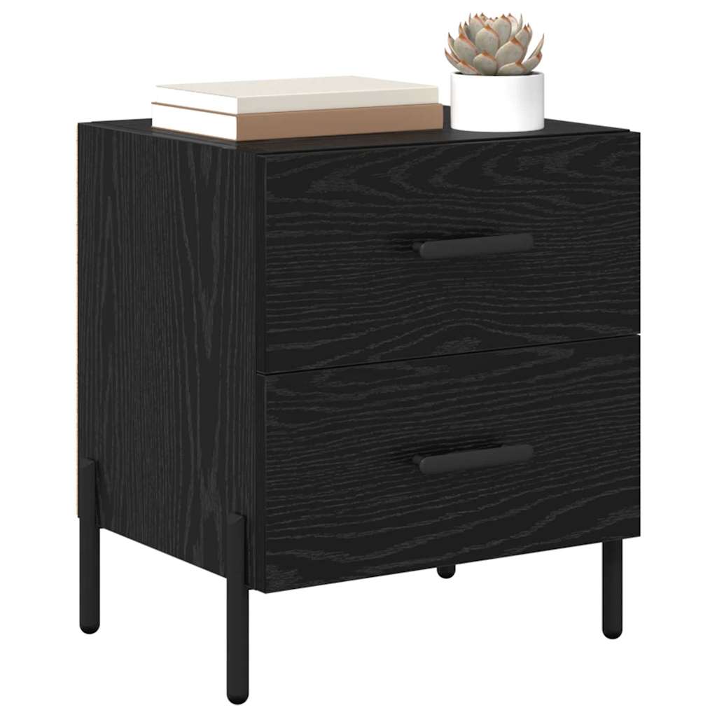 Bedside Cabinet with Drawer 2 pcs Black Oak 40 x 35 x 47.5 cm