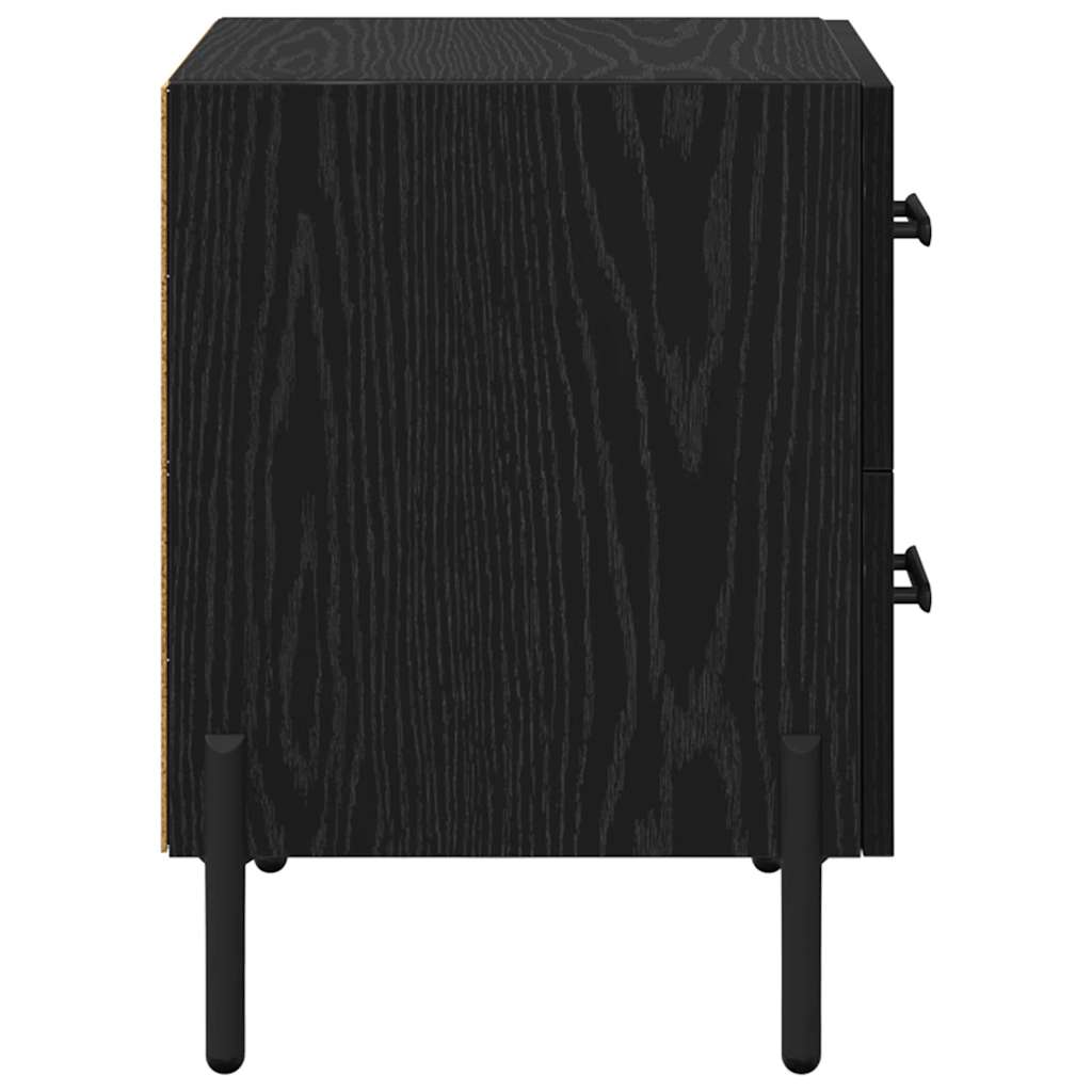 Bedside Cabinet with Drawer 2 pcs Black Oak 40 x 35 x 47.5 cm