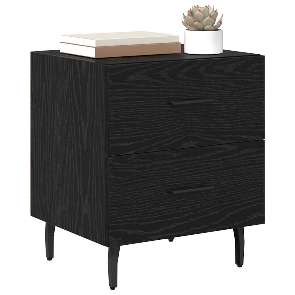 Bedside Cabinet with Drawer 2 pcs Black Oak 40 x 35 x 47.5 cm