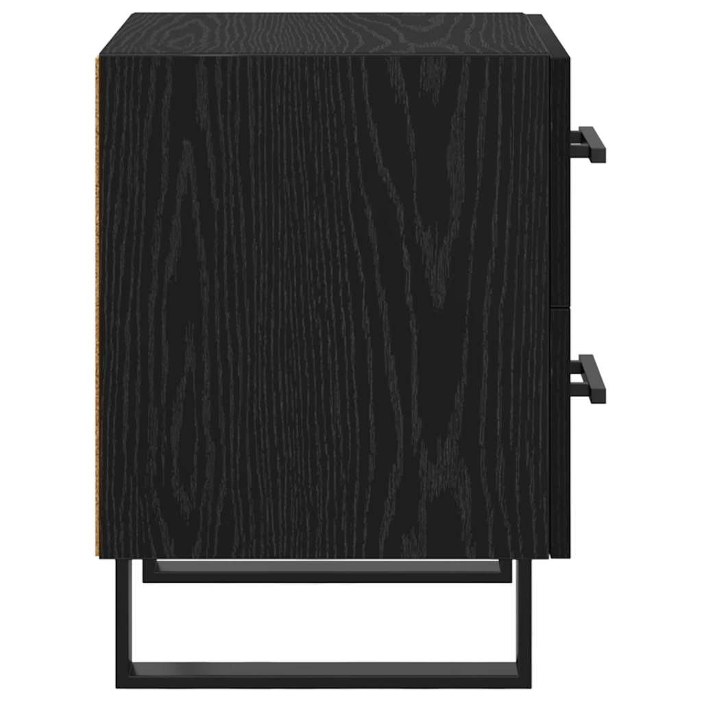 Bedside Cabinet with Drawer 2 pcs Black Oak 40 x 35 x 47.5 cm