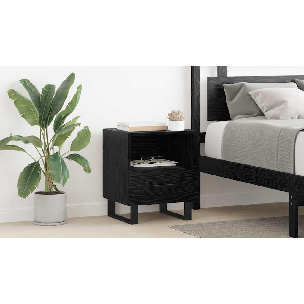 Bedside Cabinet Black Oak 40 x 35 x 47.5 cm Engineered Wood
