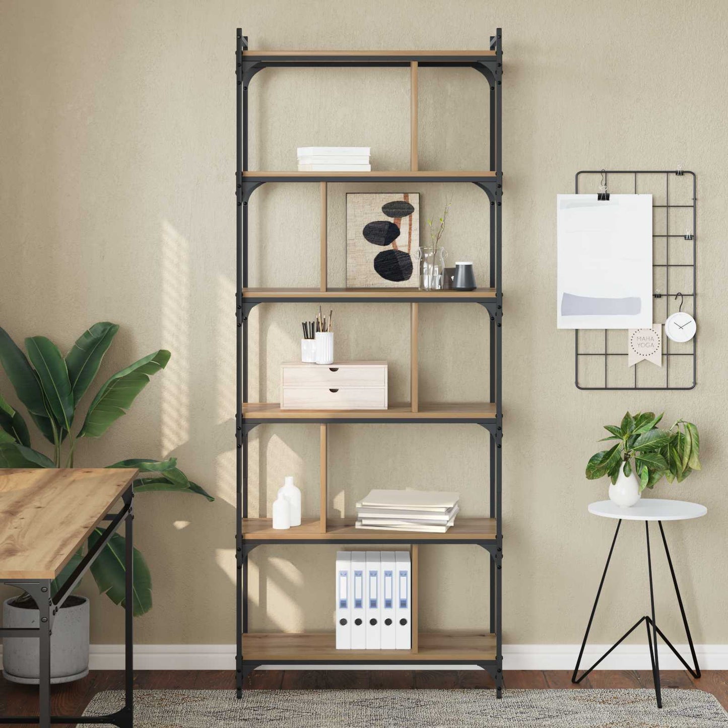 Bookcase 5-Tier 76 x 32 x 192 cm Engineered Wood Artisan oak