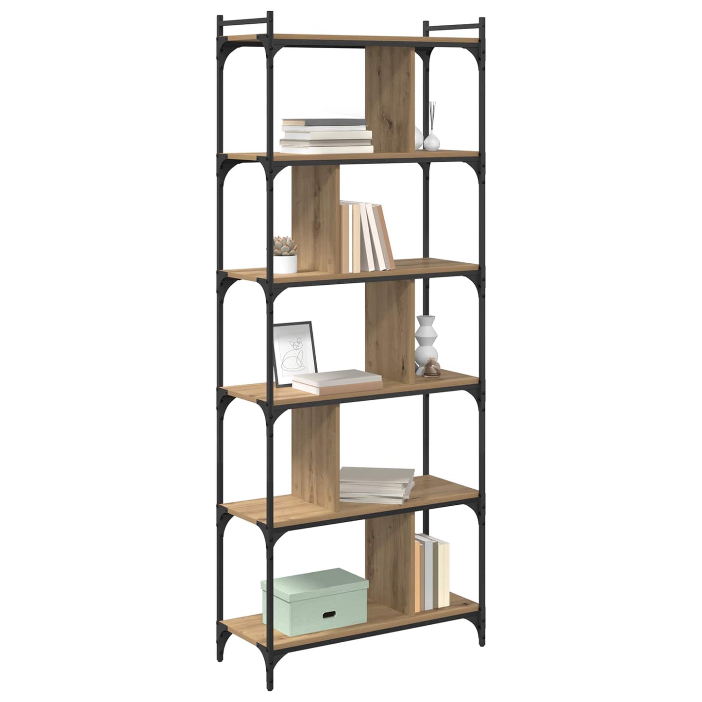 Bookcase 5-Tier 76 x 32 x 192 cm Engineered Wood Artisan oak