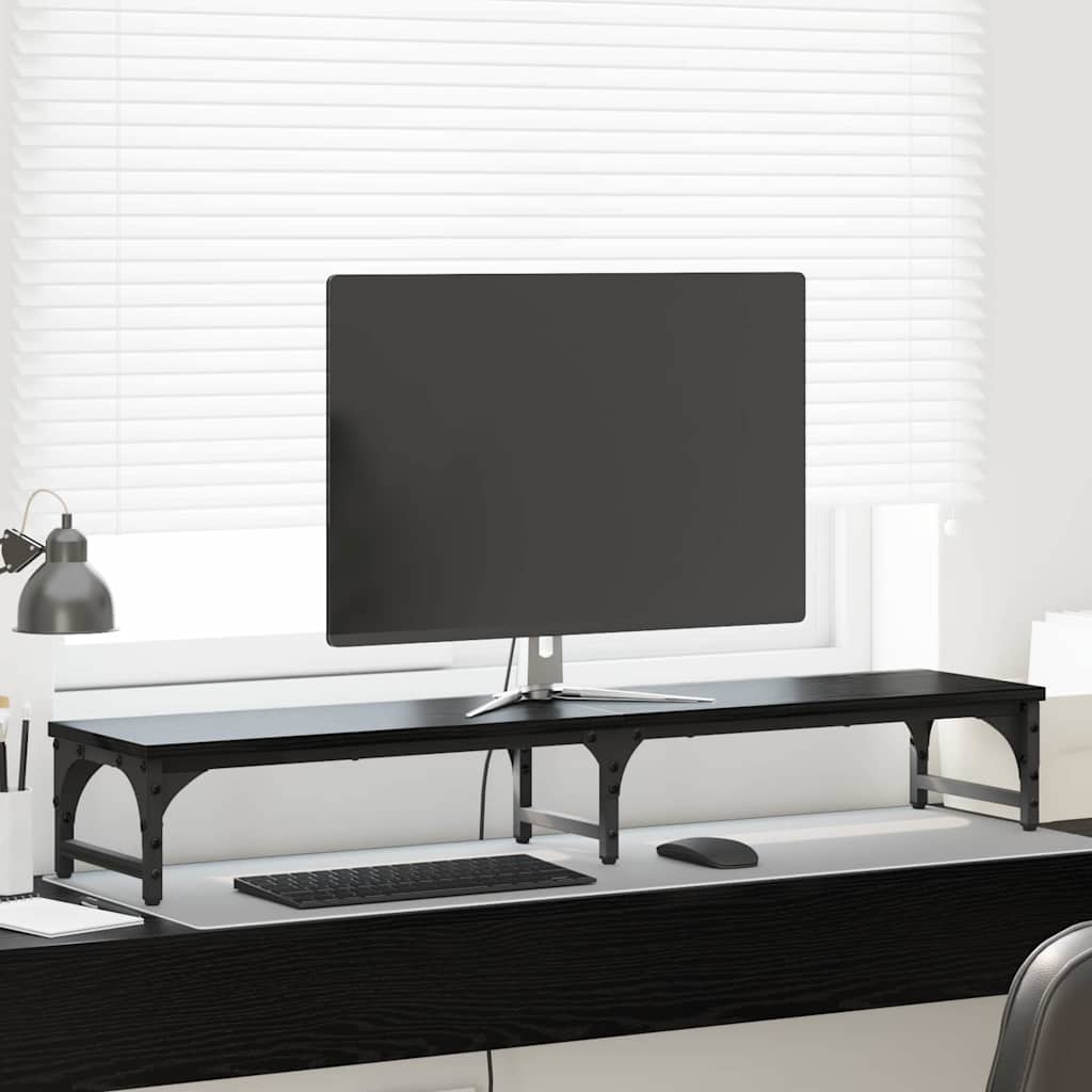 Monitor Stand Black Oak 105 x 23 x 15.5 cm Engineered Wood