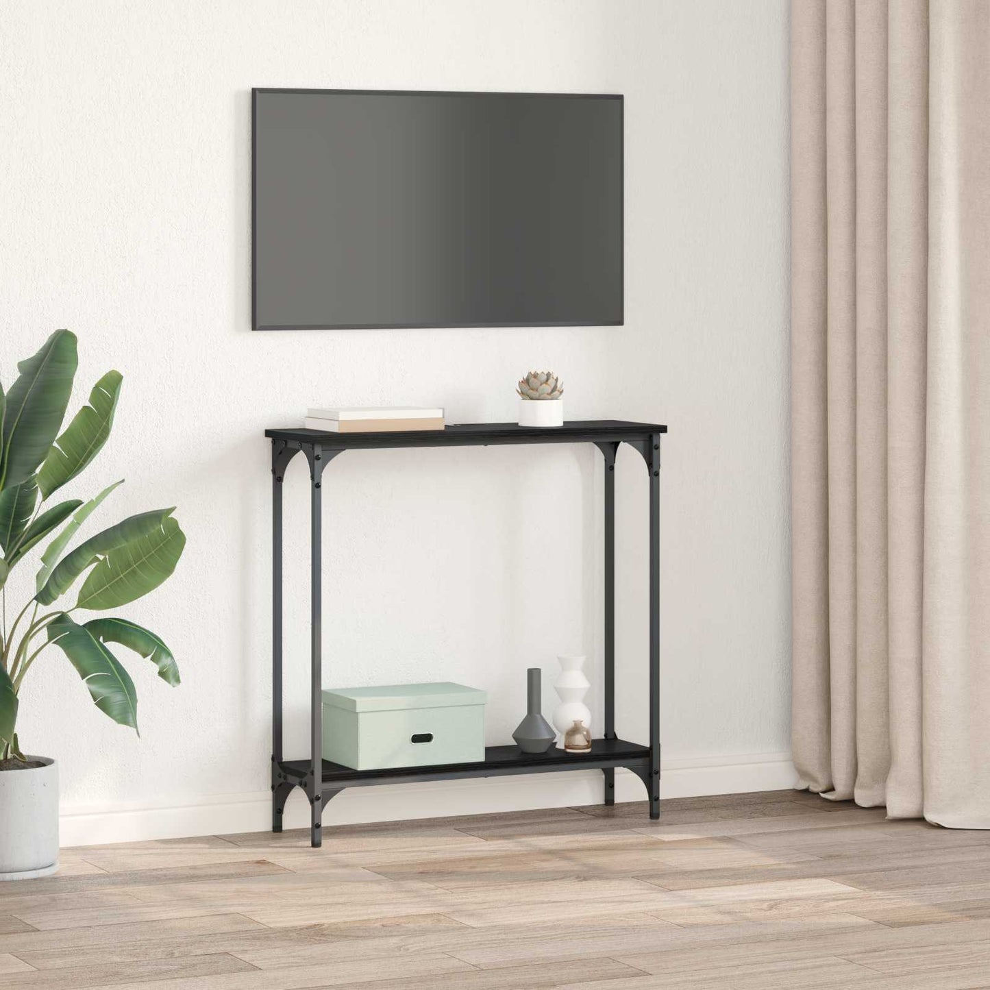 Console Table Black Oak 75 x 22.5 x 75 cm Engineered Wood