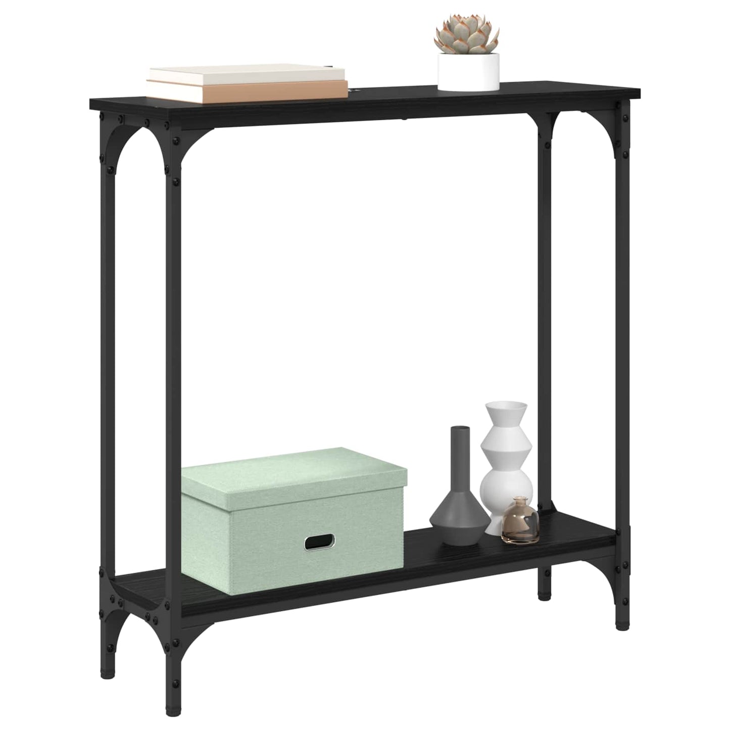 Console Table Black Oak 75 x 22.5 x 75 cm Engineered Wood