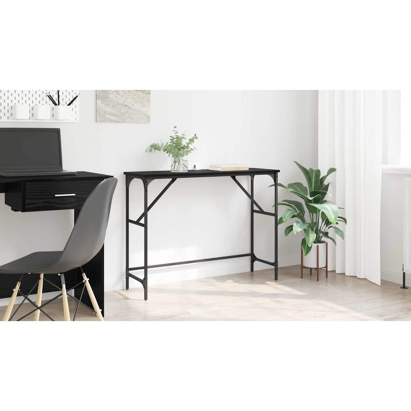 Console Table Black Oak 100 x 32 x 75 cm Engineered Wood