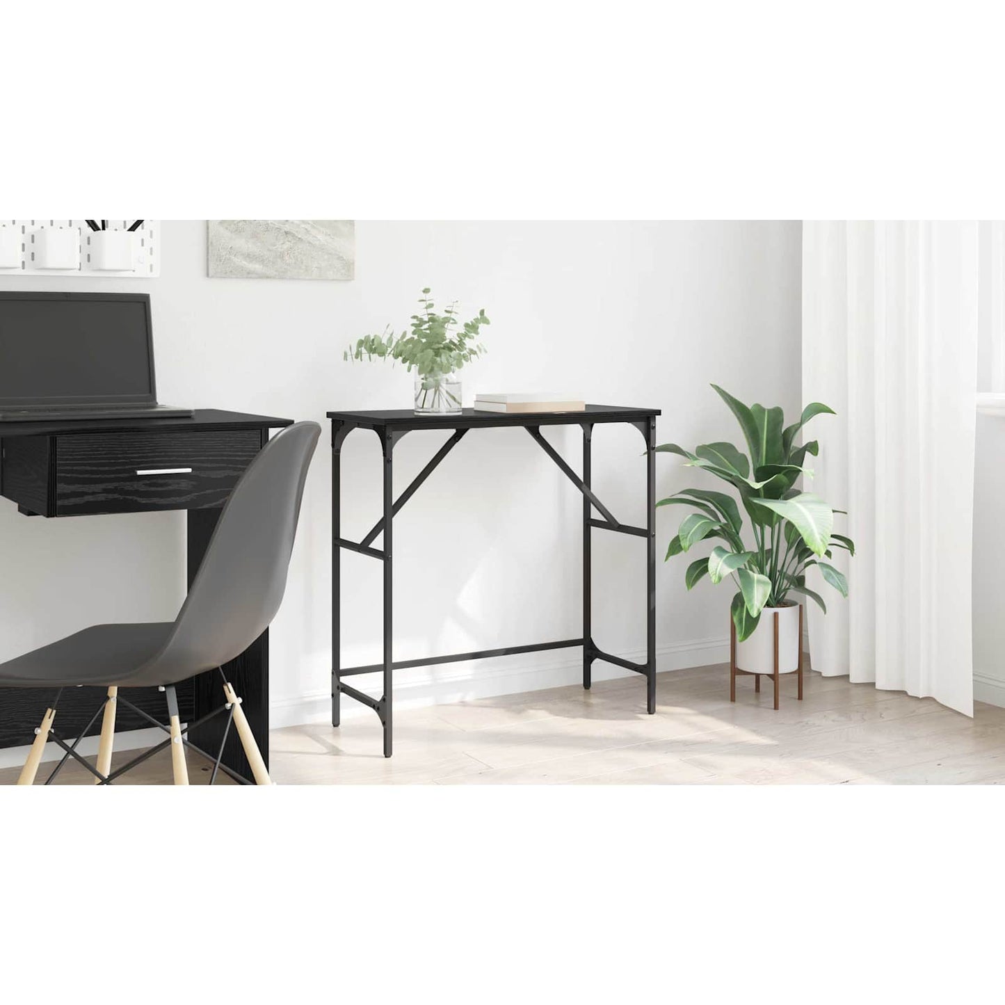 Console Table Black Oak 75 x 32 x 75 cm Engineered Wood
