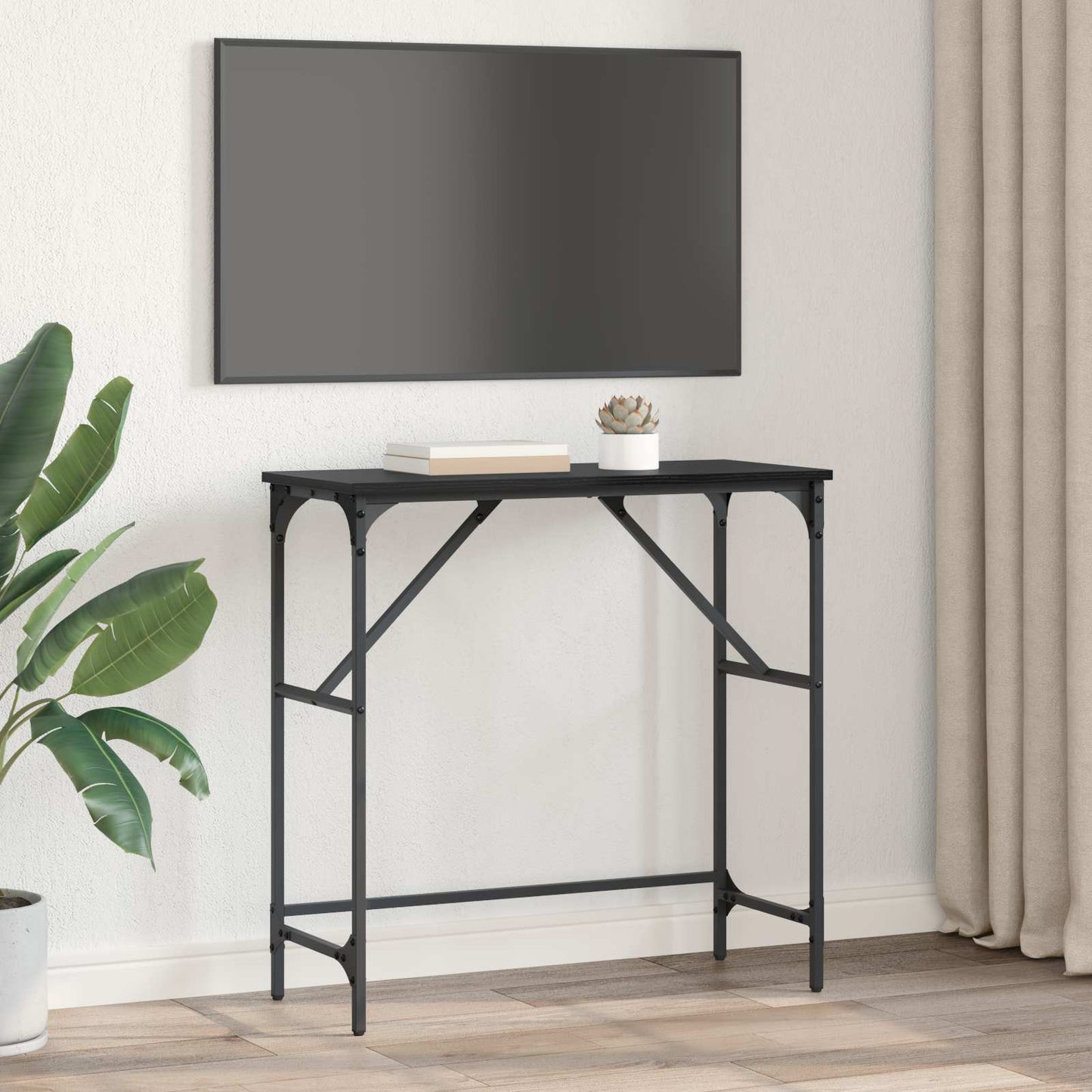Console Table Black Oak 75 x 32 x 75 cm Engineered Wood