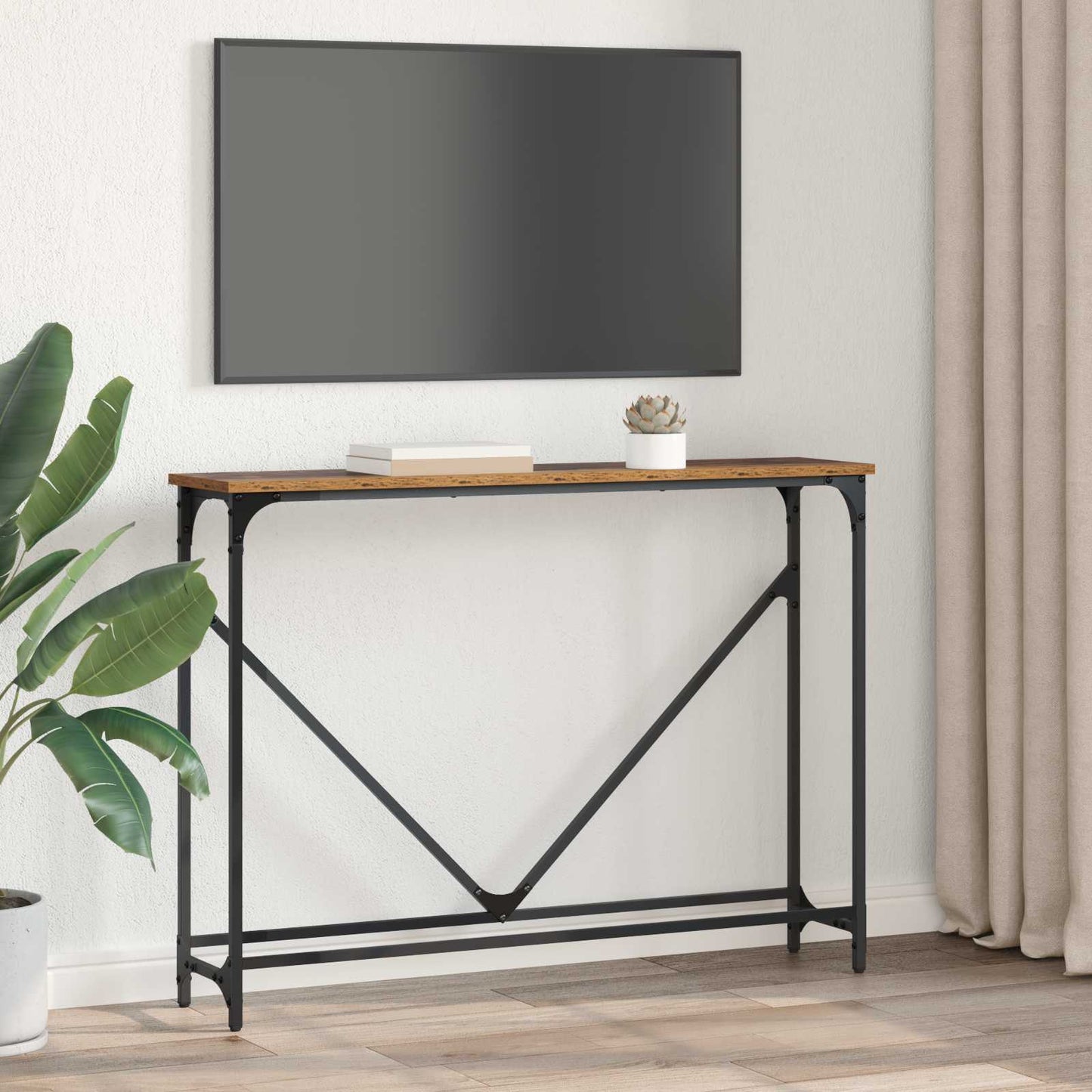 Console Table Old Wood 102 x 23 x 75 cm Engineered Wood