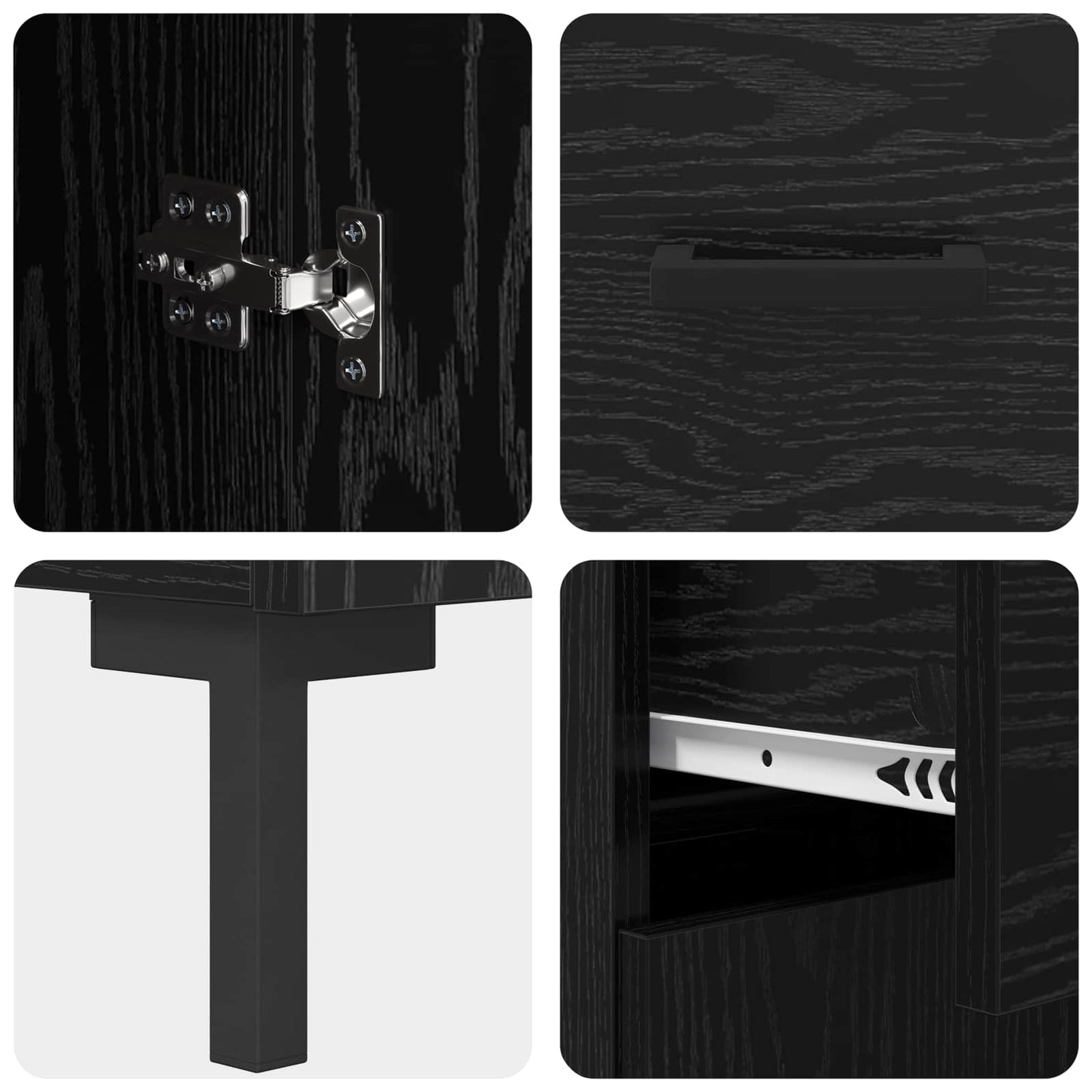 Sideboard Black Oak 69.5 x 34 x 90 cm Engineered Wood