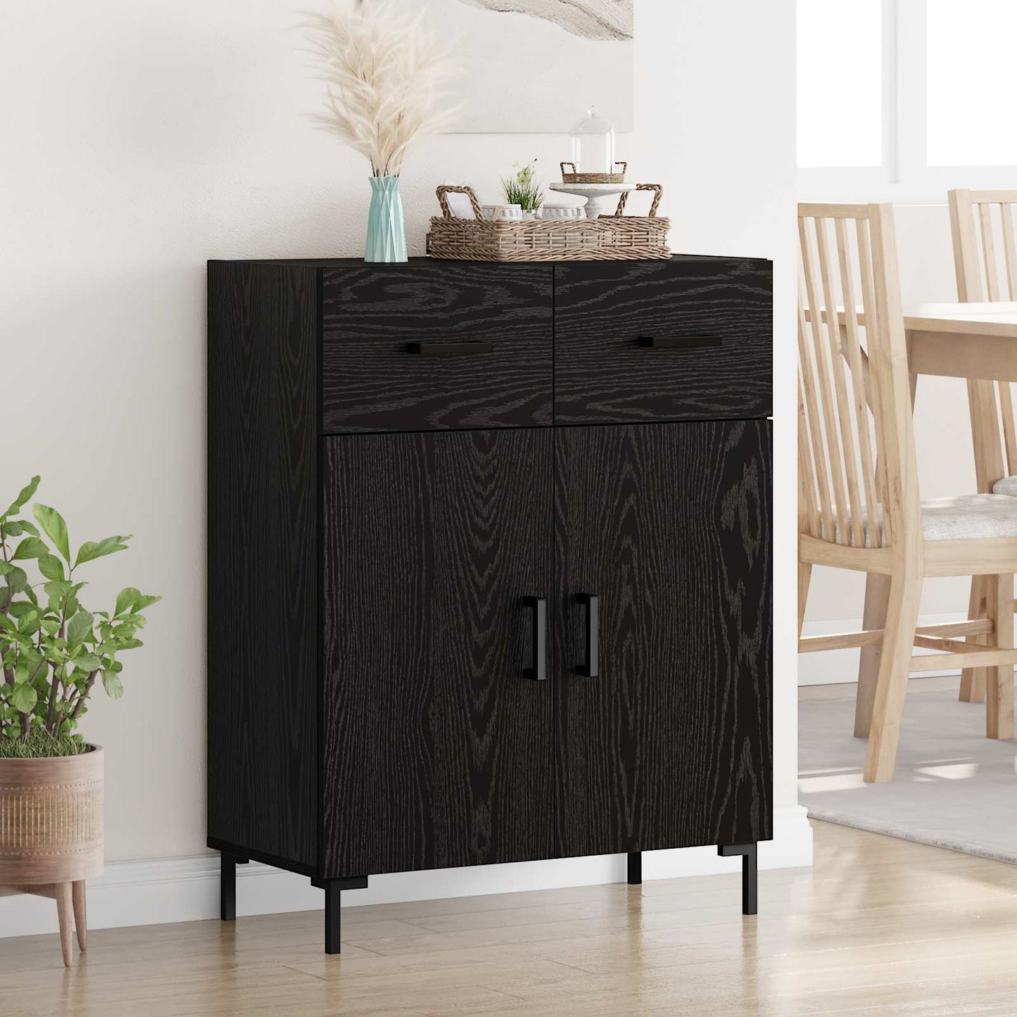 Sideboard Black Oak 69.5 x 34 x 90 cm Engineered Wood