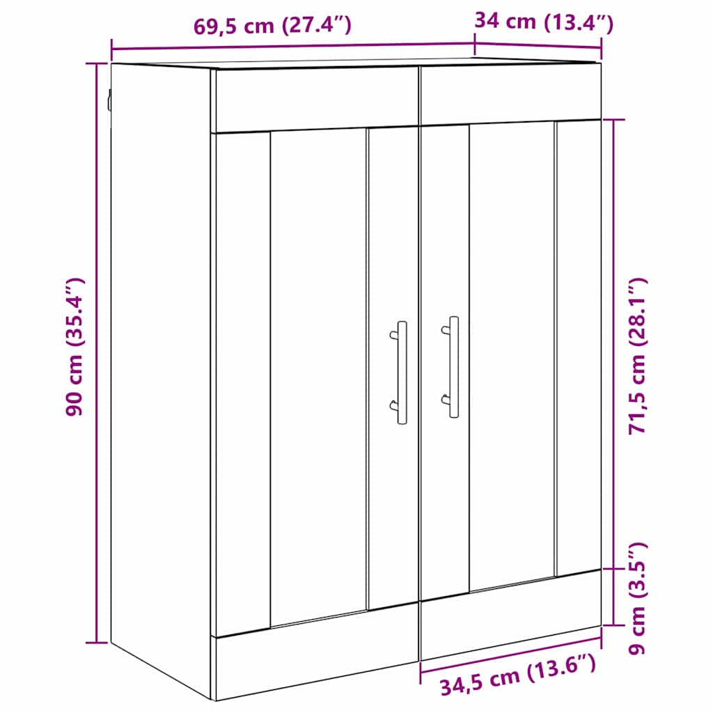 Wall Mounted Cabinet Artisan Oak 69.5 x 34 x 90 cm