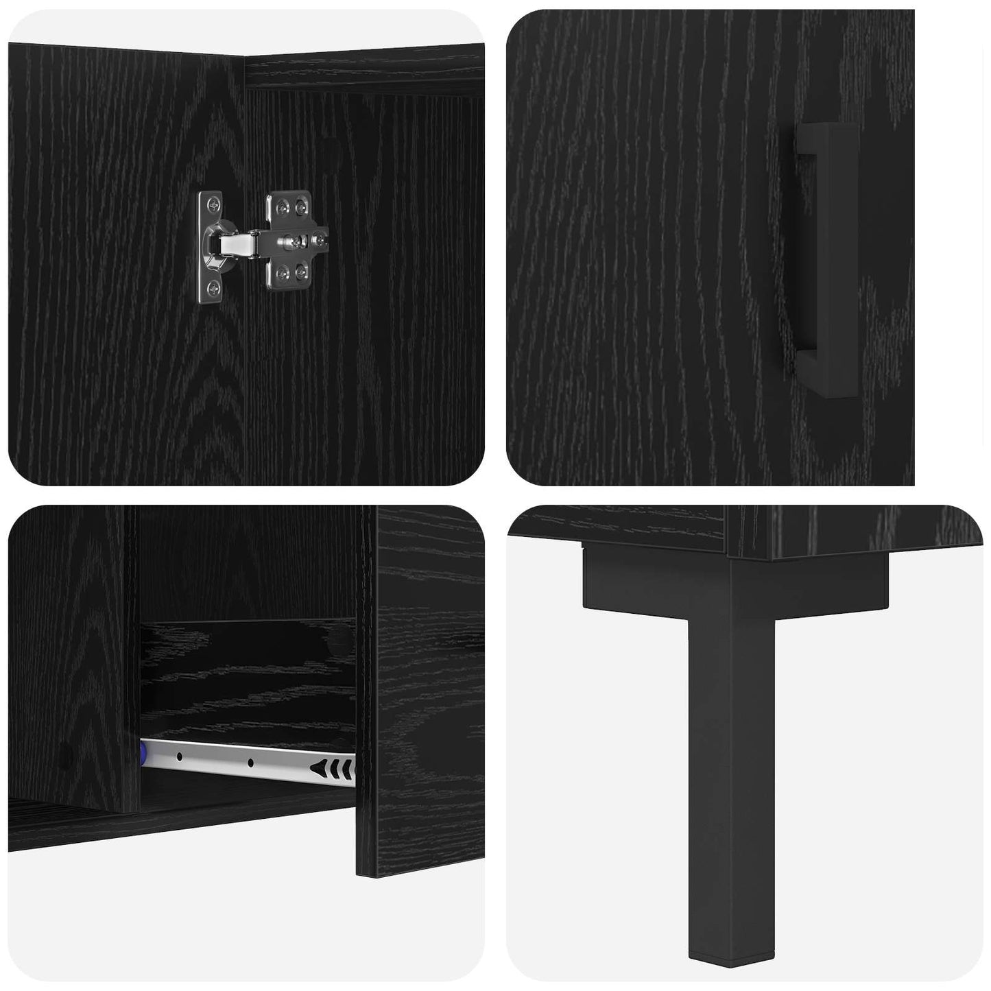 Sideboard Black Oak 100 x 36 x 60 cm Engineered Wood
