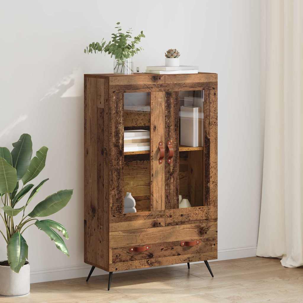 Highboard Old Wood 69.5 x 31 x 115 cm Engineered Wood and Glass