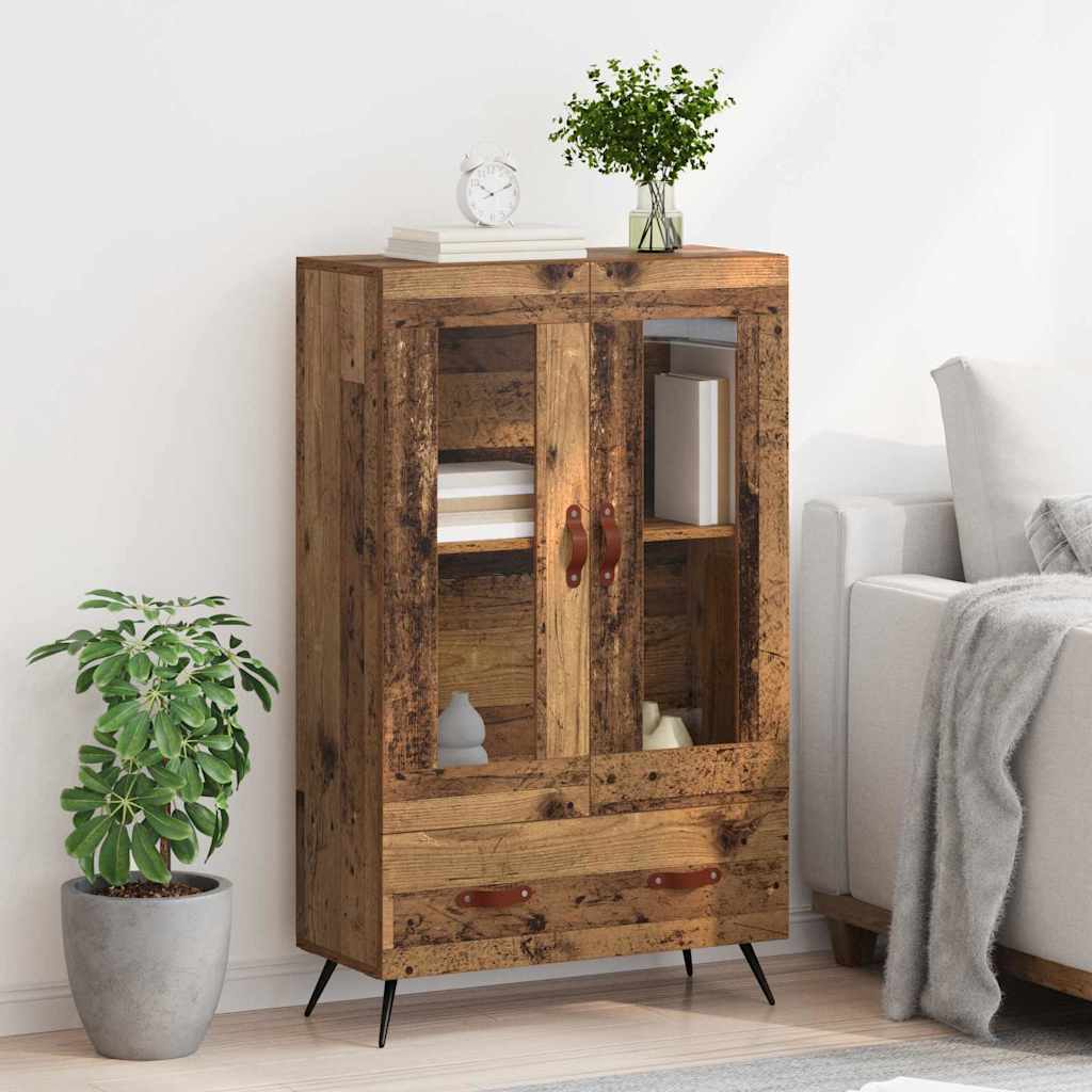 Highboard Old Wood 69.5 x 31 x 115 cm Engineered Wood and Glass