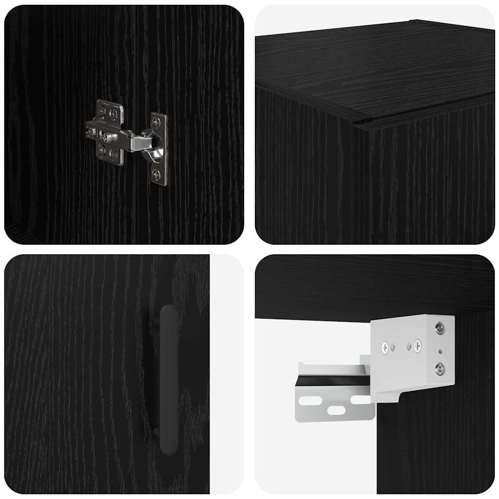 Wall Mounted Cabinet Black Oak 34.5 x 34 x 90 cm