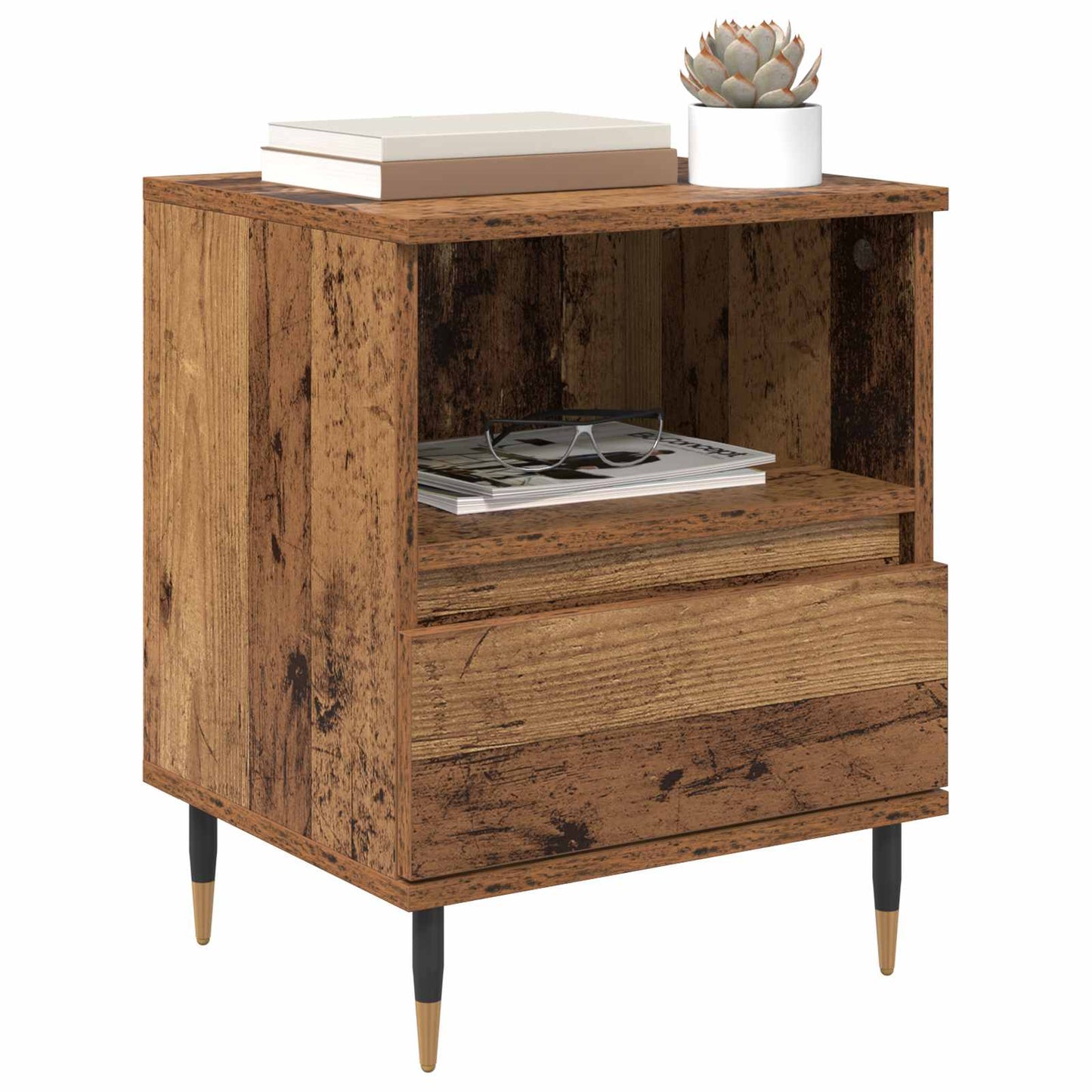 Bedside Cabinet 2 pcs Old Wood 40 x 35 x 50 cm Engineered Wood