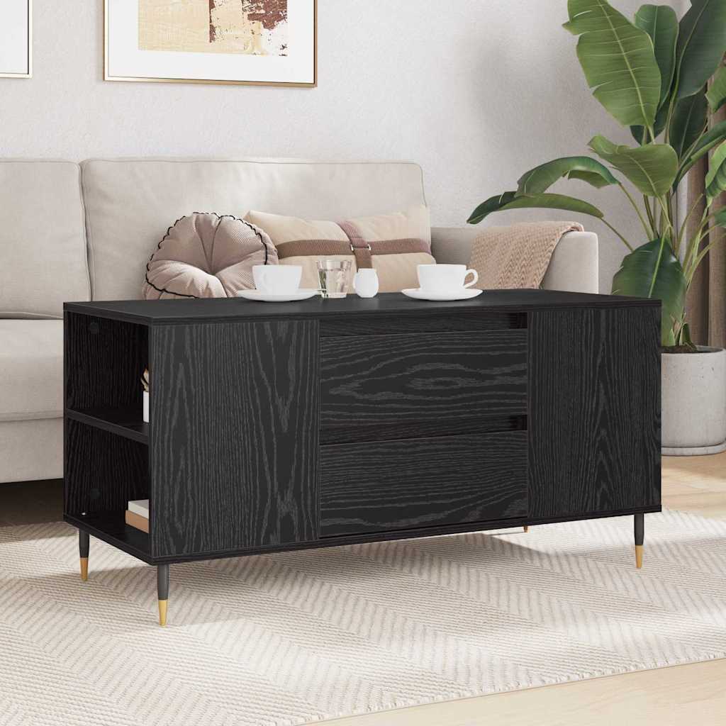 Coffee Table Black Oak 102 x 44.5 x 50 cm Engineered Wood