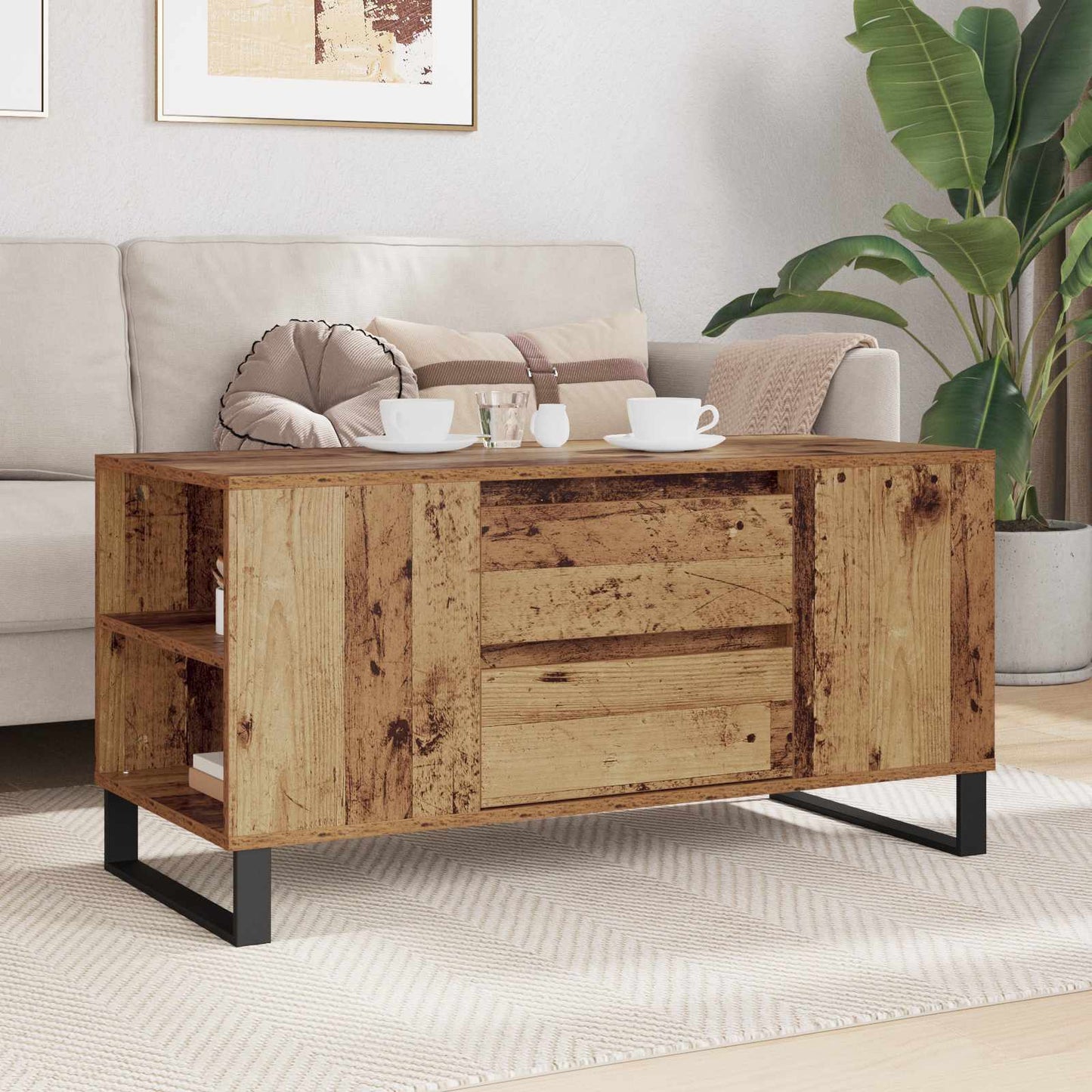 Coffee Table Old Wood 102 x 44.5 x 50 cm Engineered Wood