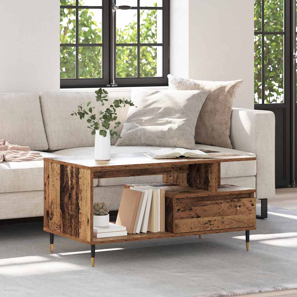 Coffee Table Old Wood 90 x 49 x 45 cm Engineered Wood