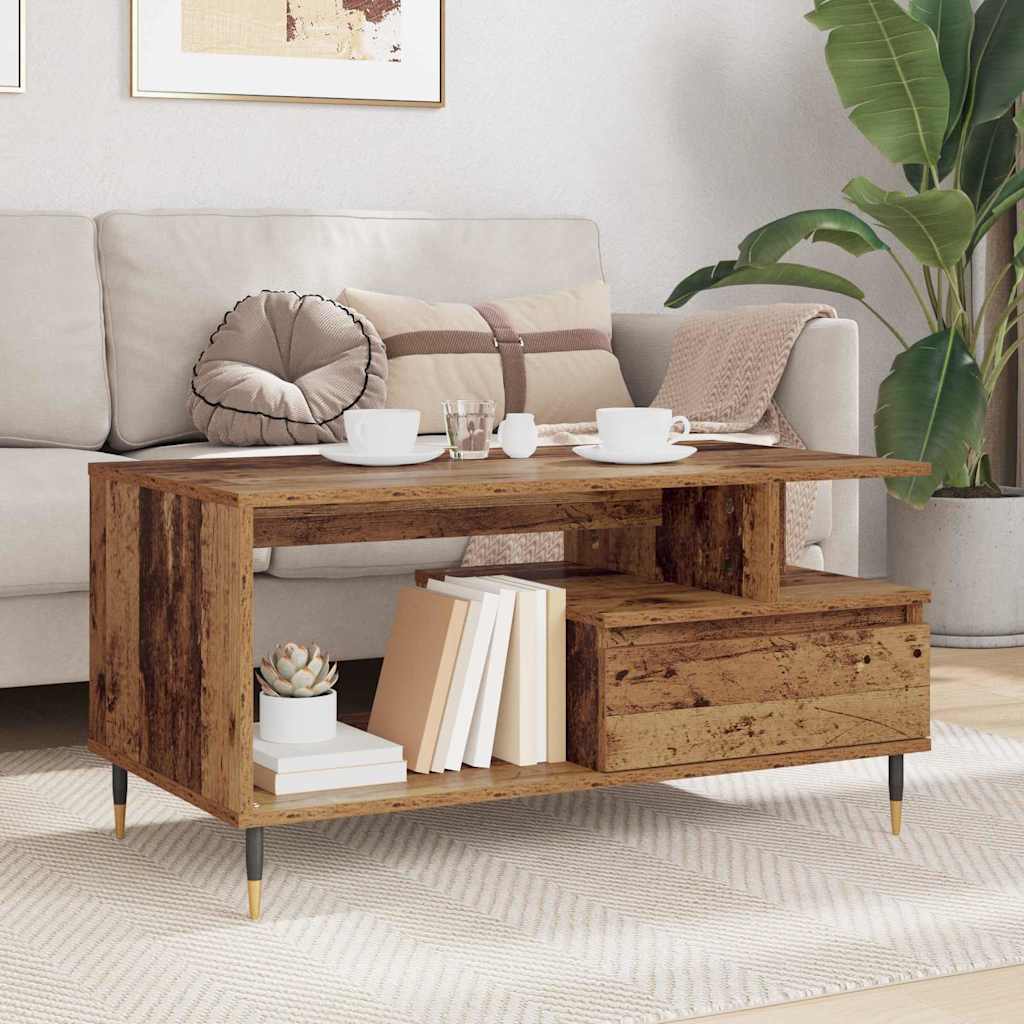 Coffee Table Old Wood 90 x 49 x 45 cm Engineered Wood