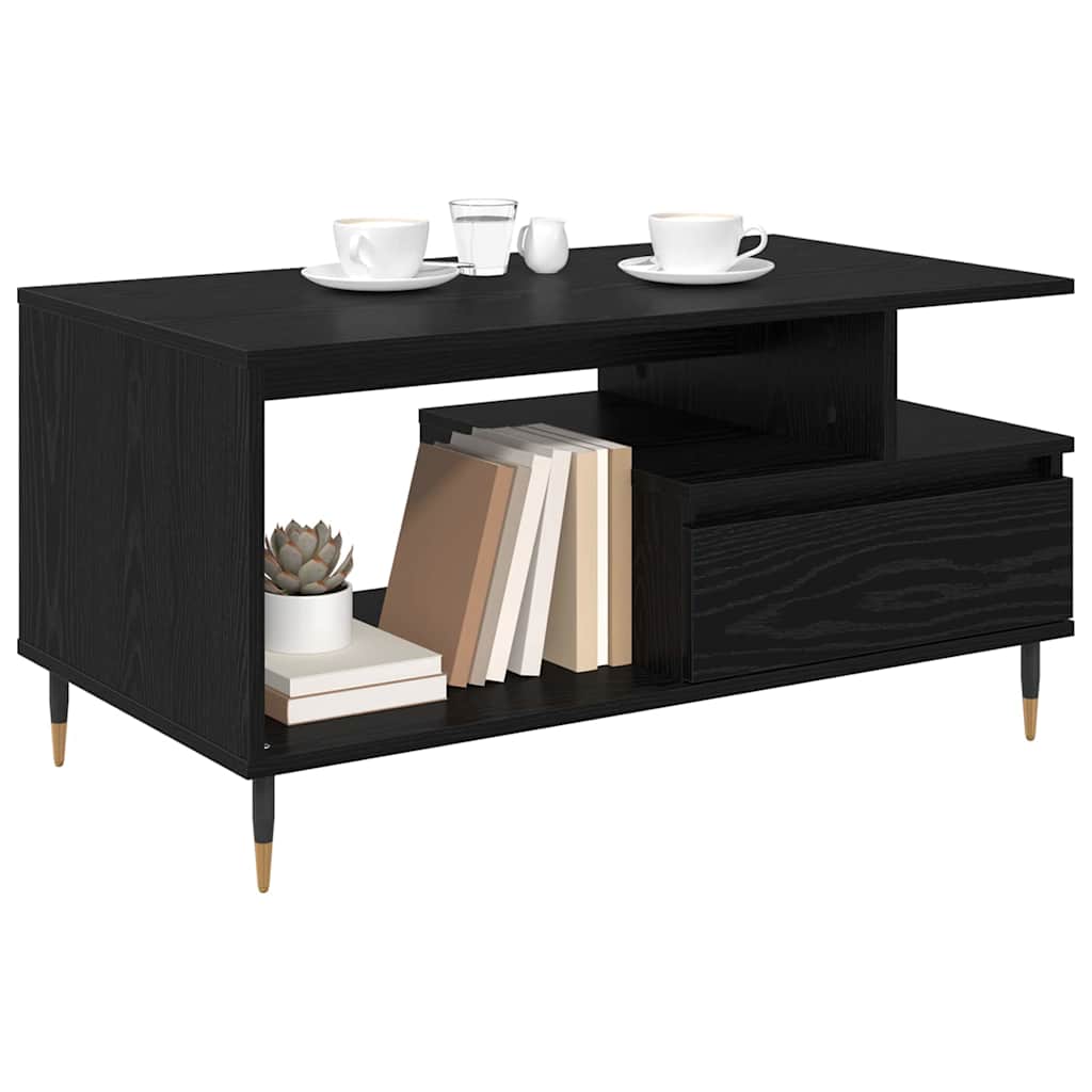 Coffee Table Black Oak 90 x 49 x 45 cm Engineered Wood
