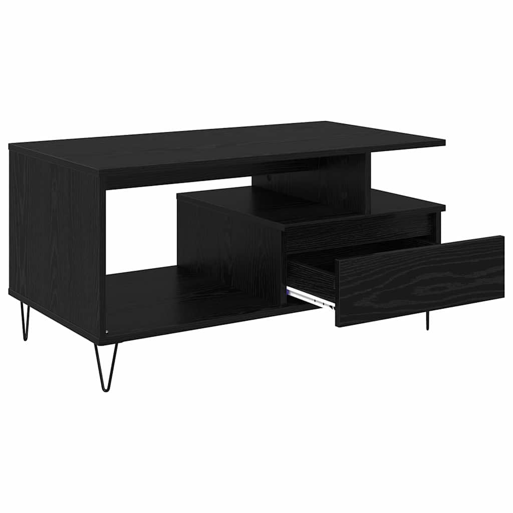 Coffee Table Black Oak 90 x 49 x 45 cm Engineered Wood