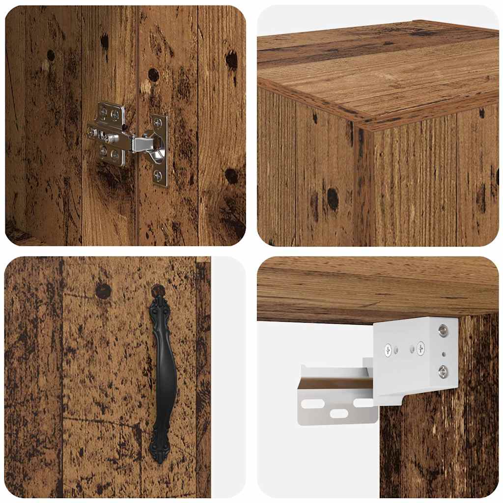 Wall Mounted Cabinet Old Wood 34.5 x 34 x 90 cm Engineered Wood
