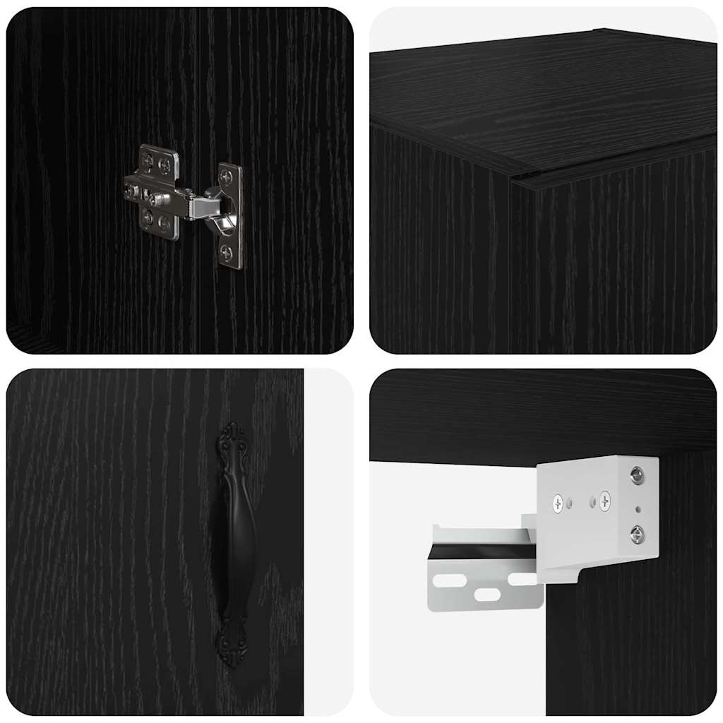 Wall Mounted Cabinet Black Oak 34.5 x 34 x 90 cm