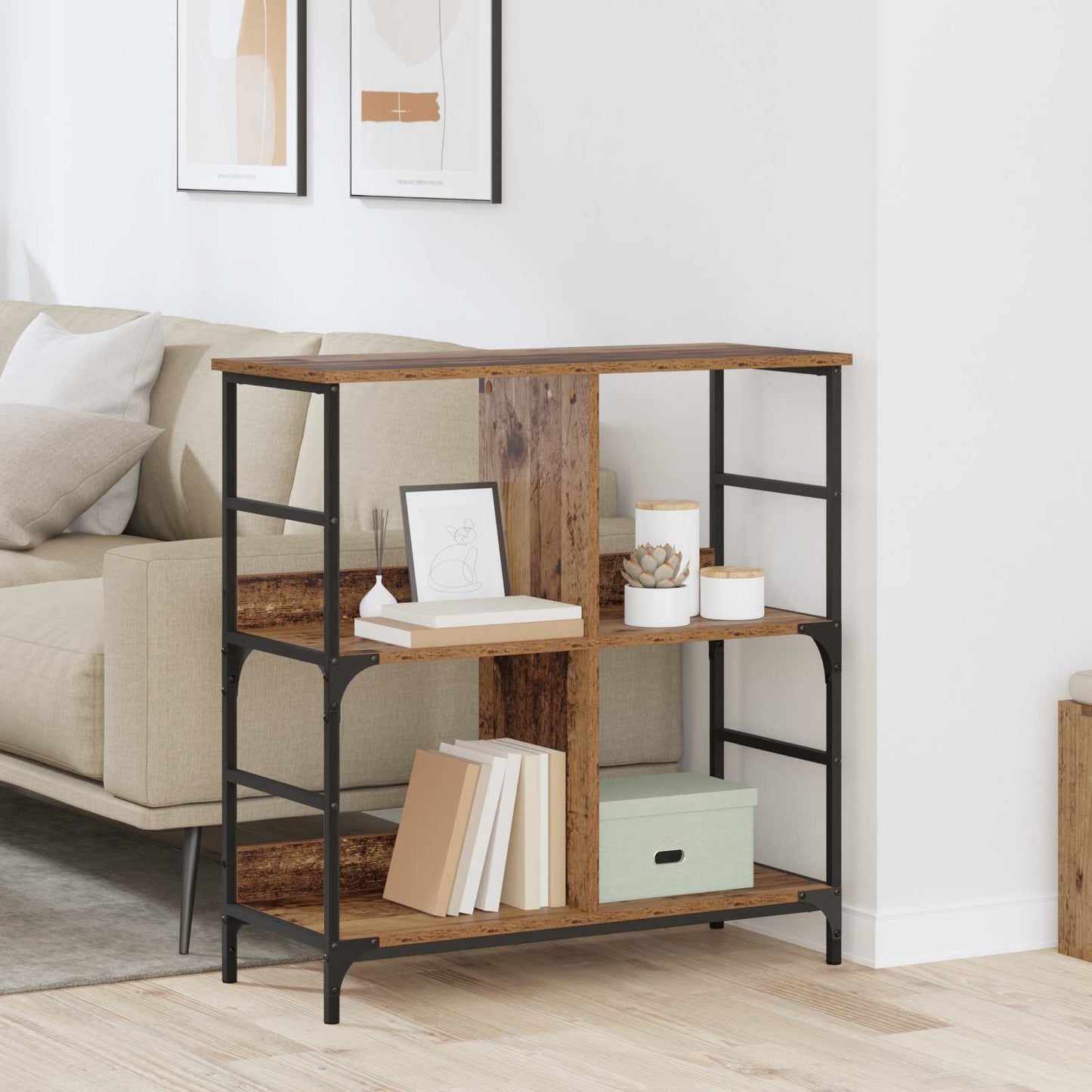 Bookshelf 4-Tier Engineered Wood Old wood