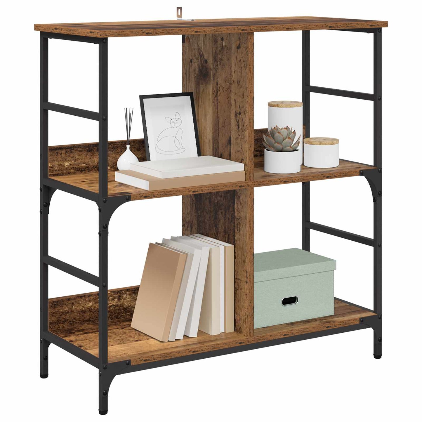 Bookshelf 4-Tier Engineered Wood Old wood