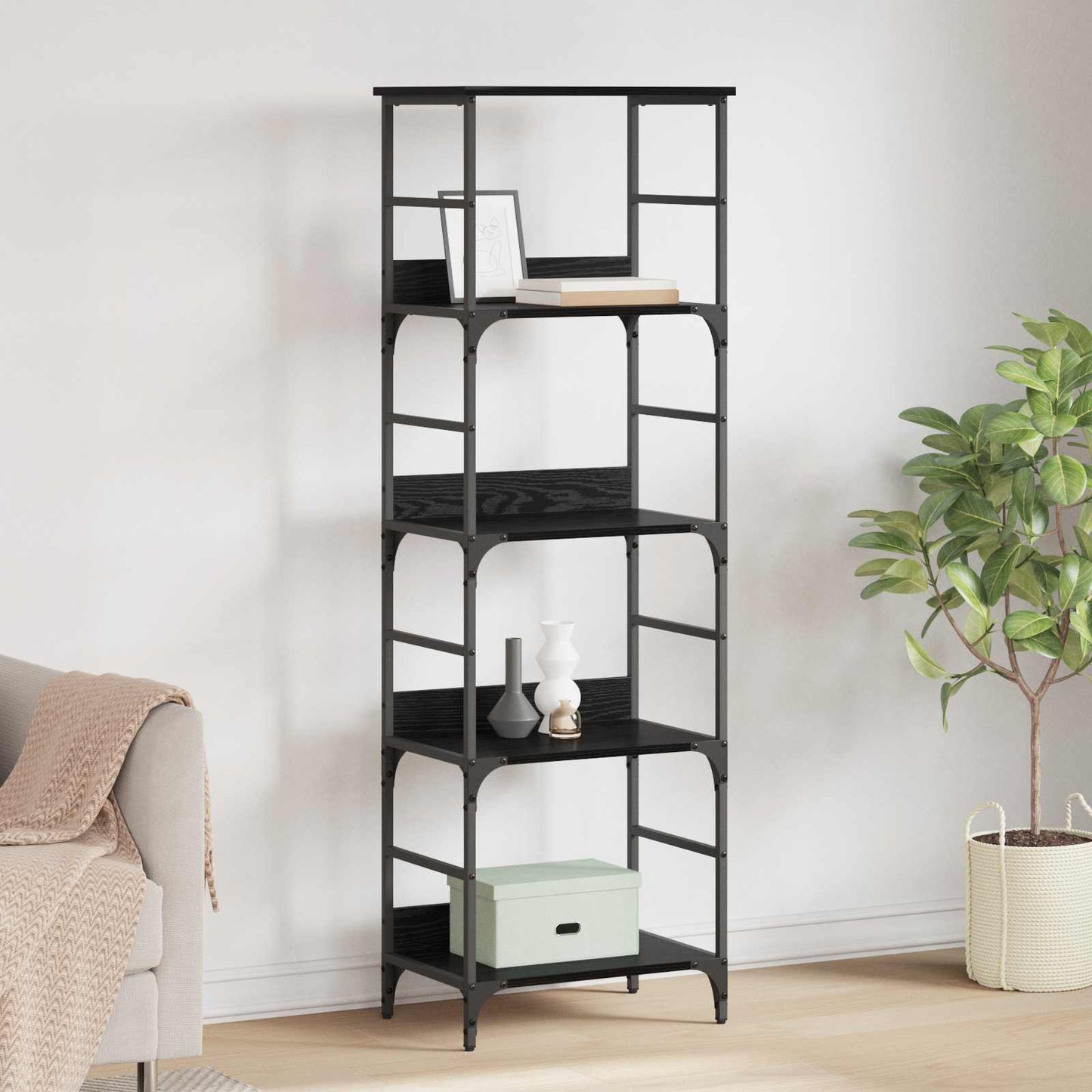 Bookshelf Black Oak 50x33x153cm Engineered Wood