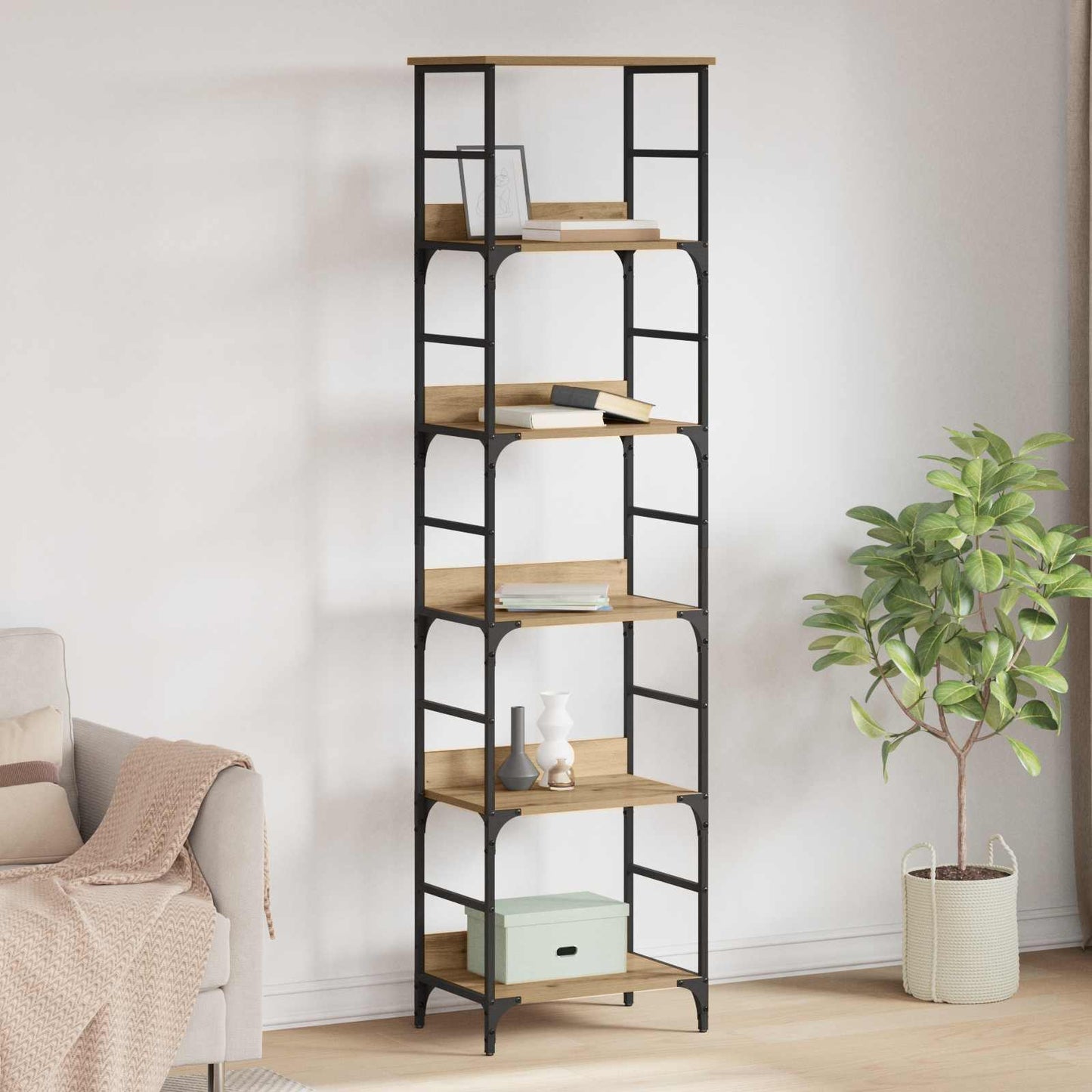 Bookshelf 5-Tier 50x33x188.5cm Engineered Wood Artisan Oak